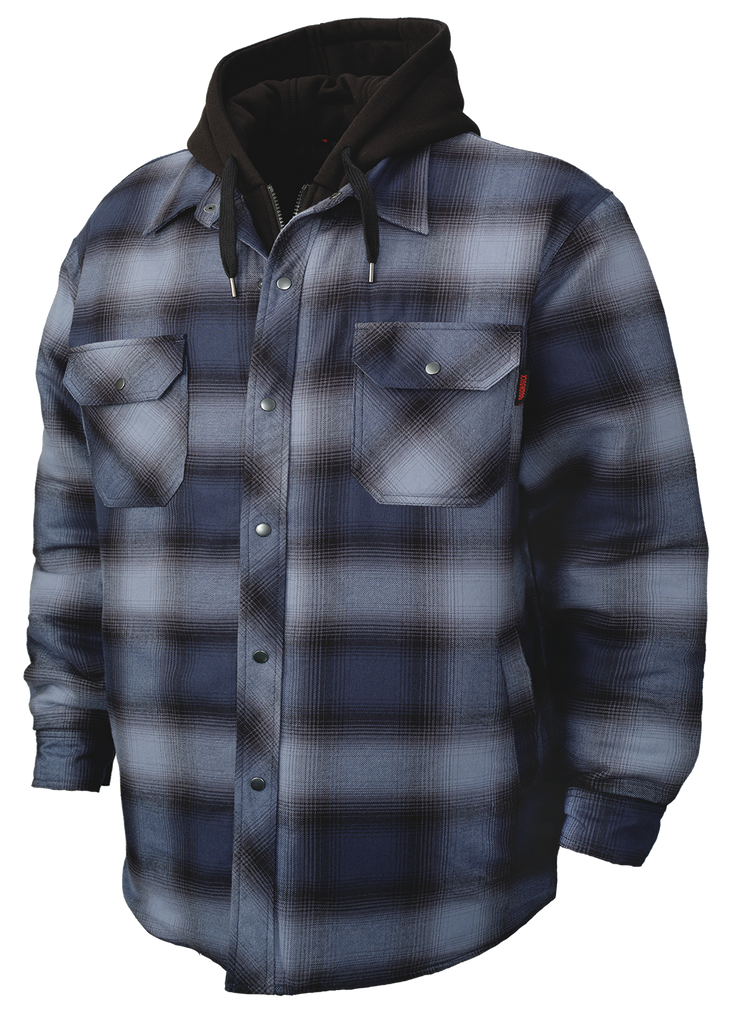 ForceField Hi Vis Hooded Tartan Plaid Quilt-Lined Flannel Shirt