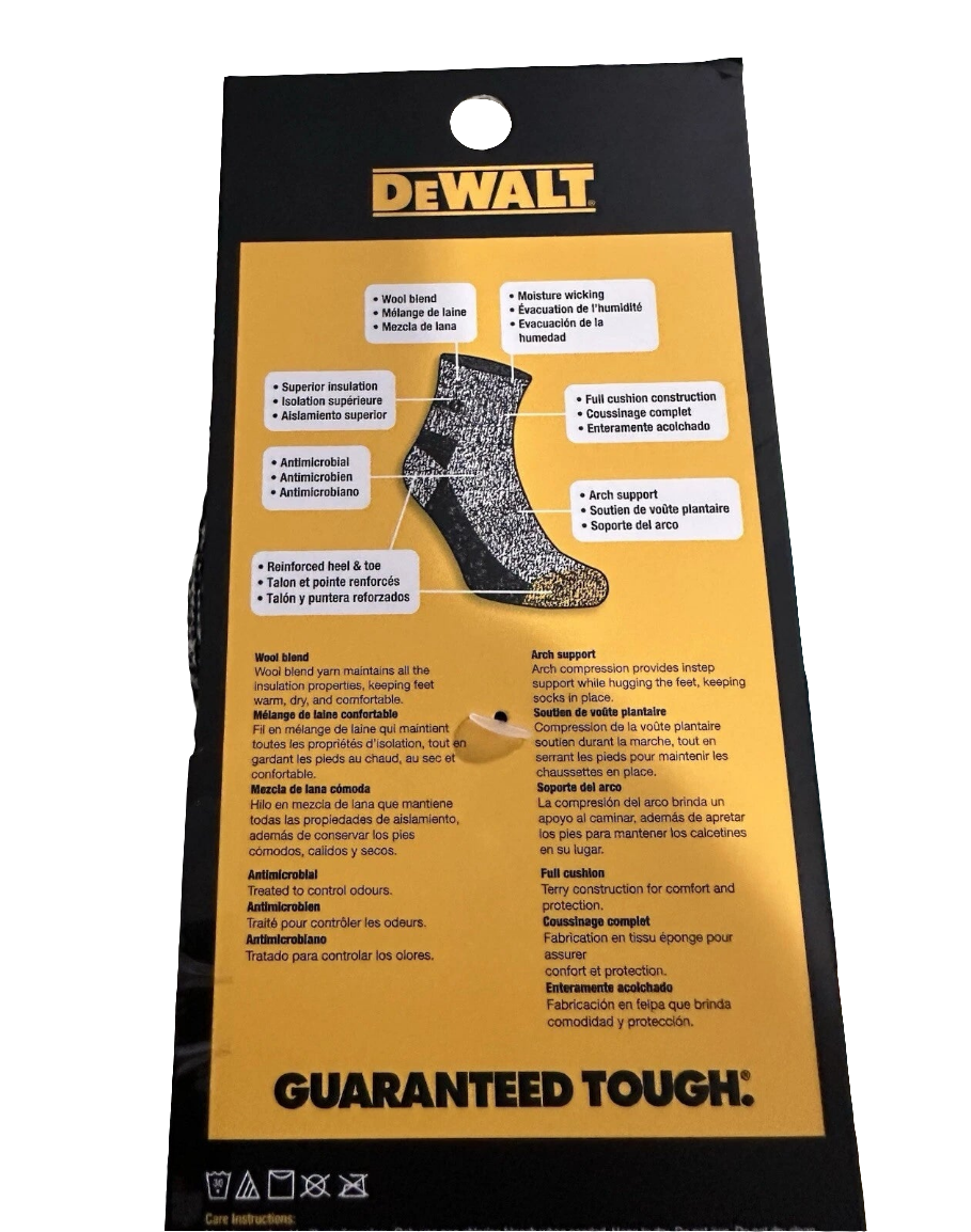 Dewalt Wool Blend Quarter Work Socks