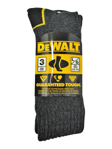 DeWalt Men's Everyday Cotton Blend Work Socks 3 PACK