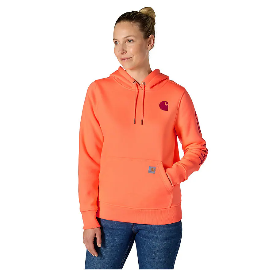 Sweat-shirt Carhartt pour femme, coupe décontractée, motif logo sur la manche, poids moyen - 102791