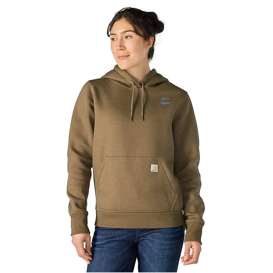 Sweat-shirt Carhartt pour femme, coupe décontractée, motif logo sur la manche, poids moyen - 102791