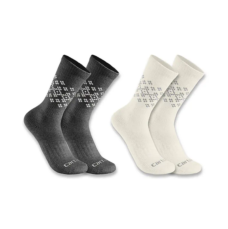 Carhartt Women's Midweight Synthetic-Wool Blend Fairisle Crew Socks 2Pack SC9642W