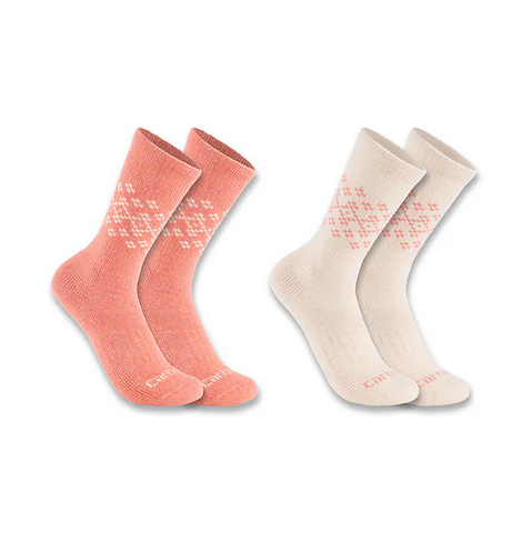 Carhartt Women's Midweight Synthetic-Wool Blend Fairisle Crew Socks 2Pack SC9642W