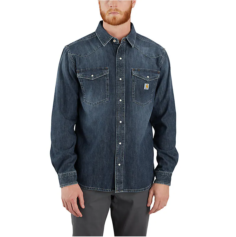 Carhartt Montana Relaxed Fit Midweight Denim Long-Sleeve Snap Front Shirt - 106429