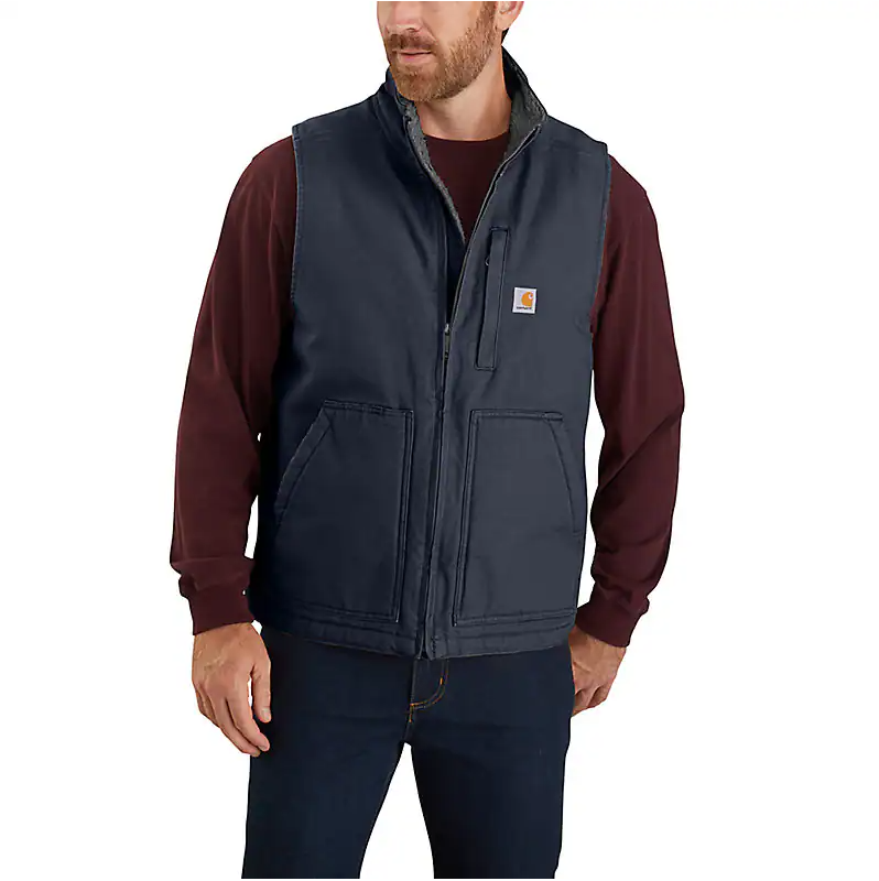 CARHARTT® Loose Fit Washed Duck Mock-Neck Vest, Sherpa-Lined - 104277
