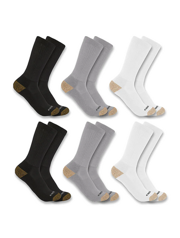 Carhartt Men's Midweight Crew Socks 6Pack SC1136M