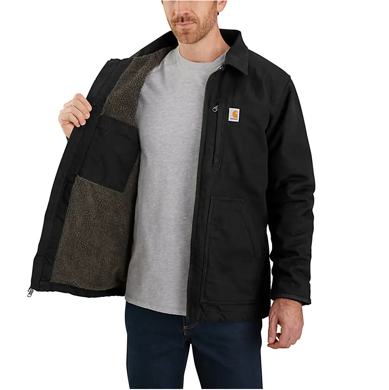 Carhartt Veste de travail doublée Sherpa en toile lavée coupe ample pour homme - 104293