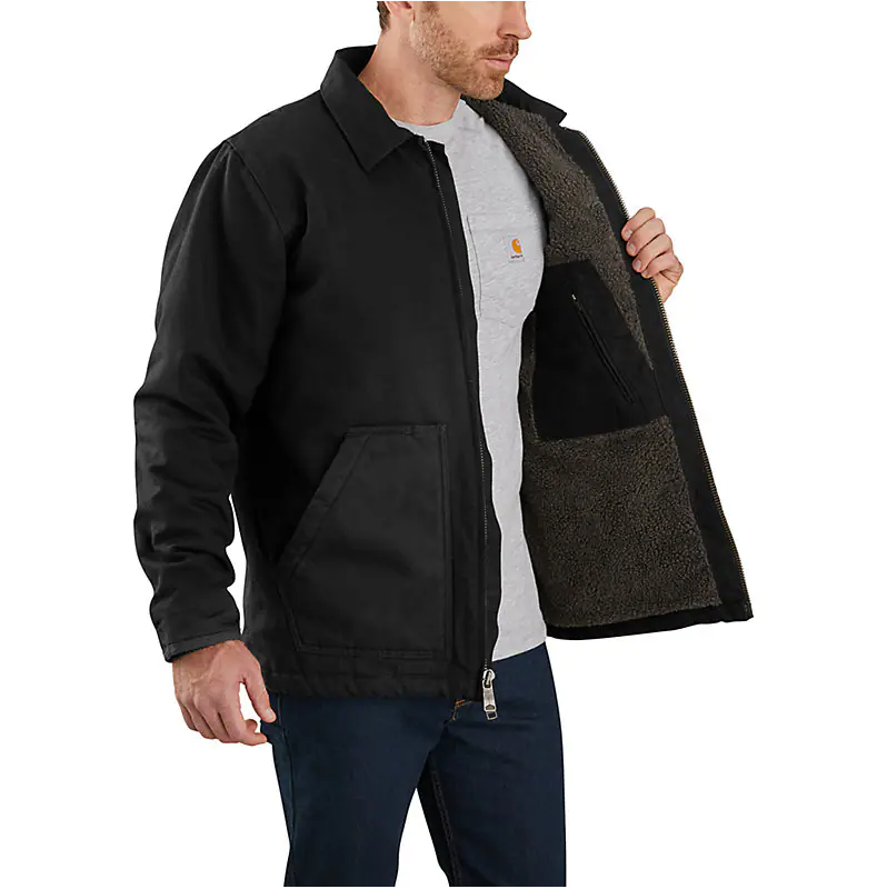 Carhartt Veste de travail doublée Sherpa en toile lavée coupe ample pour homme - 104293