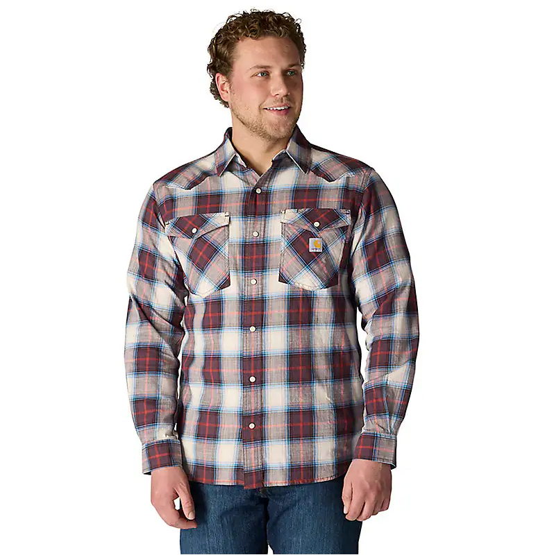 Carhartt Montana Rugged Flex™ Relaxed Fit Lightweight Long-Sleeve Snap-Front Plaid Shirt - 107016