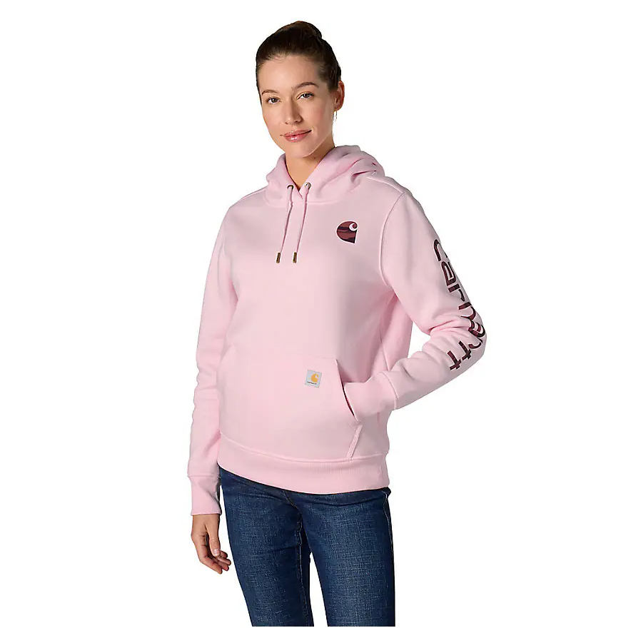 Sweat-shirt Carhartt pour femme, coupe décontractée, motif logo sur la manche, poids moyen - 102791