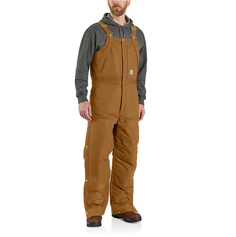 Carhartt men's quilt clearance lined sandstone bib overalls