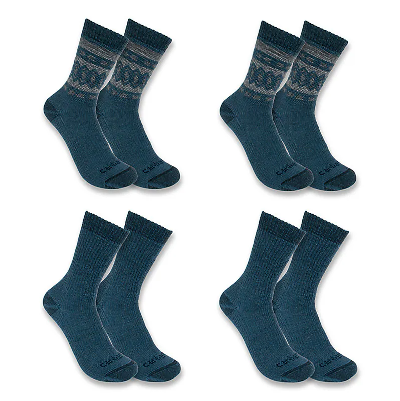 Carhartt - Chaussettes ras du cou en mélange synthétique et laine épais pour femme Paquet de 4 SC5544W