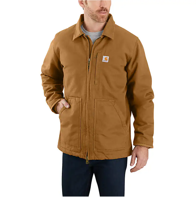 Carhartt Veste de travail doublée Sherpa en toile lavée coupe ample pour homme - 104293