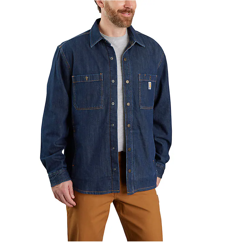 Carhartt Relaxed Fit Denim Fleece Lined Snap-Front Shirt Jac - 105605