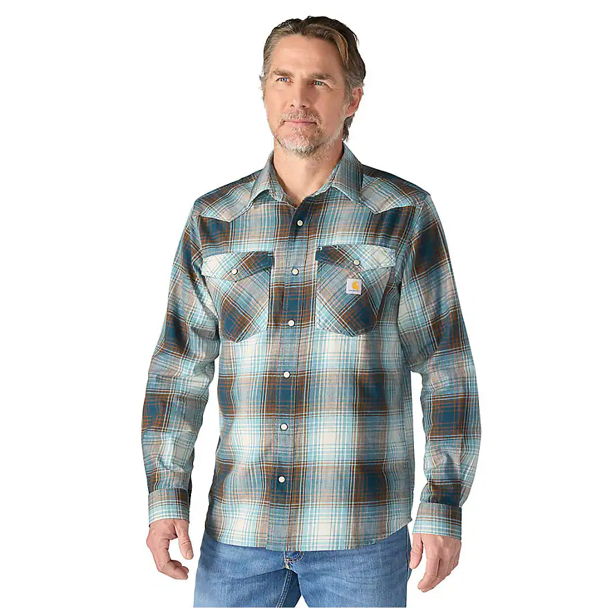Carhartt Montana Rugged Flex™ Relaxed Fit Lightweight Long-Sleeve Snap-Front Plaid Shirt
