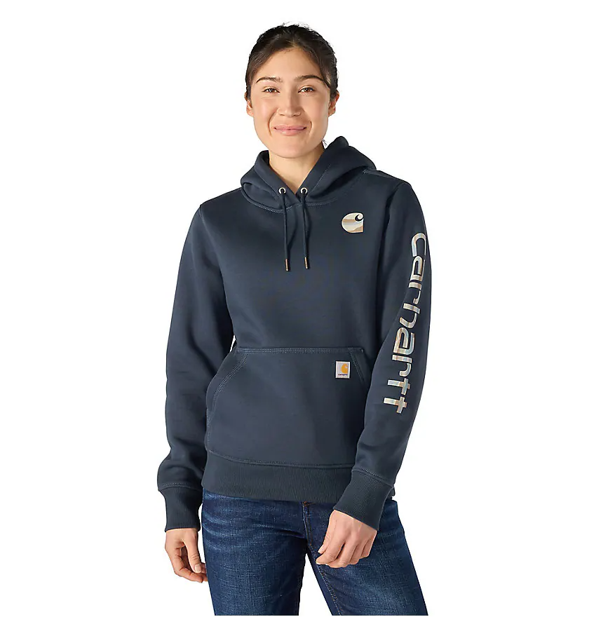 Sweat-shirt Carhartt pour femme, coupe décontractée, motif logo sur la manche, poids moyen - 102791