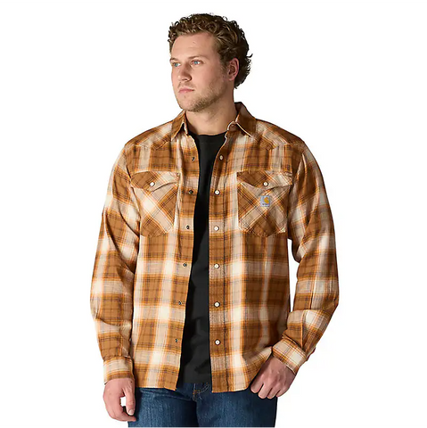 Carhartt Montana Rugged Flex™ Relaxed Fit Lightweight Long-Sleeve Snap-Front Plaid Shirt - 107016