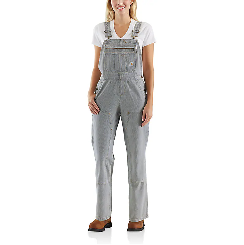 Carhartt® Women's Brewster Double Front Striped Unlined Bib Overalls - 103042