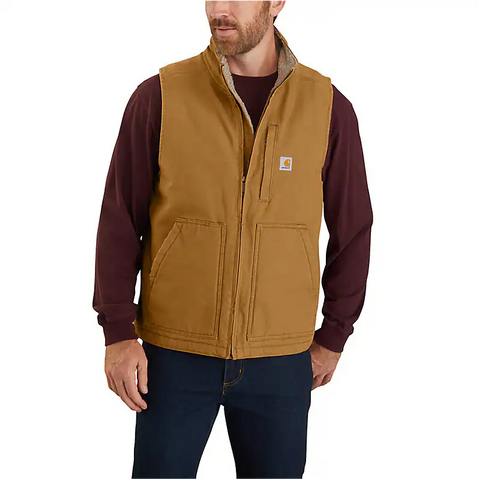 CARHARTT® Loose Fit Washed Duck Mock-Neck Vest, Sherpa-Lined CARHARTT® Loose Fit Washed Duck Mock-Neck Vest, Sherpa-Lined