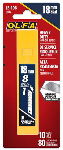 OLFA 10 Pack, 18MM LB Silver Snap Heavy Duty Blades LB-10B