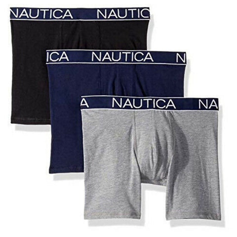 Nautica Men's 3 Pack of Solid Colour Stretch Boxer Briefs