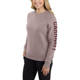 Carhartt Women's Relaxed Fit Midweight Crewneck Block Logo Sleeve Graphic Sweatshirt - 104410