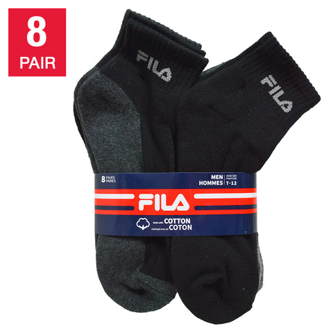 FILA Men's Athletic Performance Quarter Socks 8Pair/ Pack
