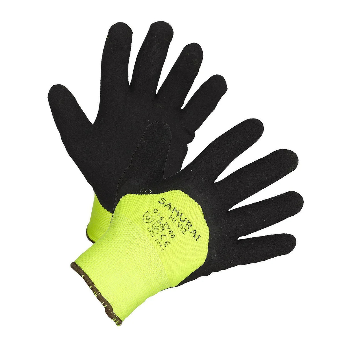 Gants de travail haute performance Samurai Hi-Viz Isolés, enduits 3/4 Nitrile