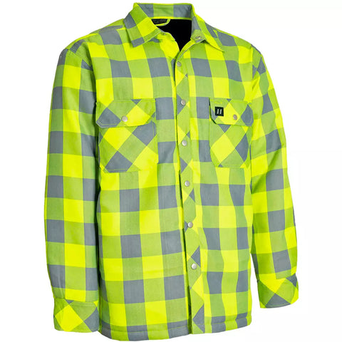 FORCEFIELD Hi Vis Buffalo Plaid Quilt-Lined Flannel Shirt Jacket 024-LC53QF-HVBP
