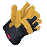 Wrangler Men's Leather Gloves with Denim Protective Cuff