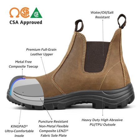 Botte de travail Tiger Safety pour hommes, sans métal, homologuée CSA, 6 po - 5977