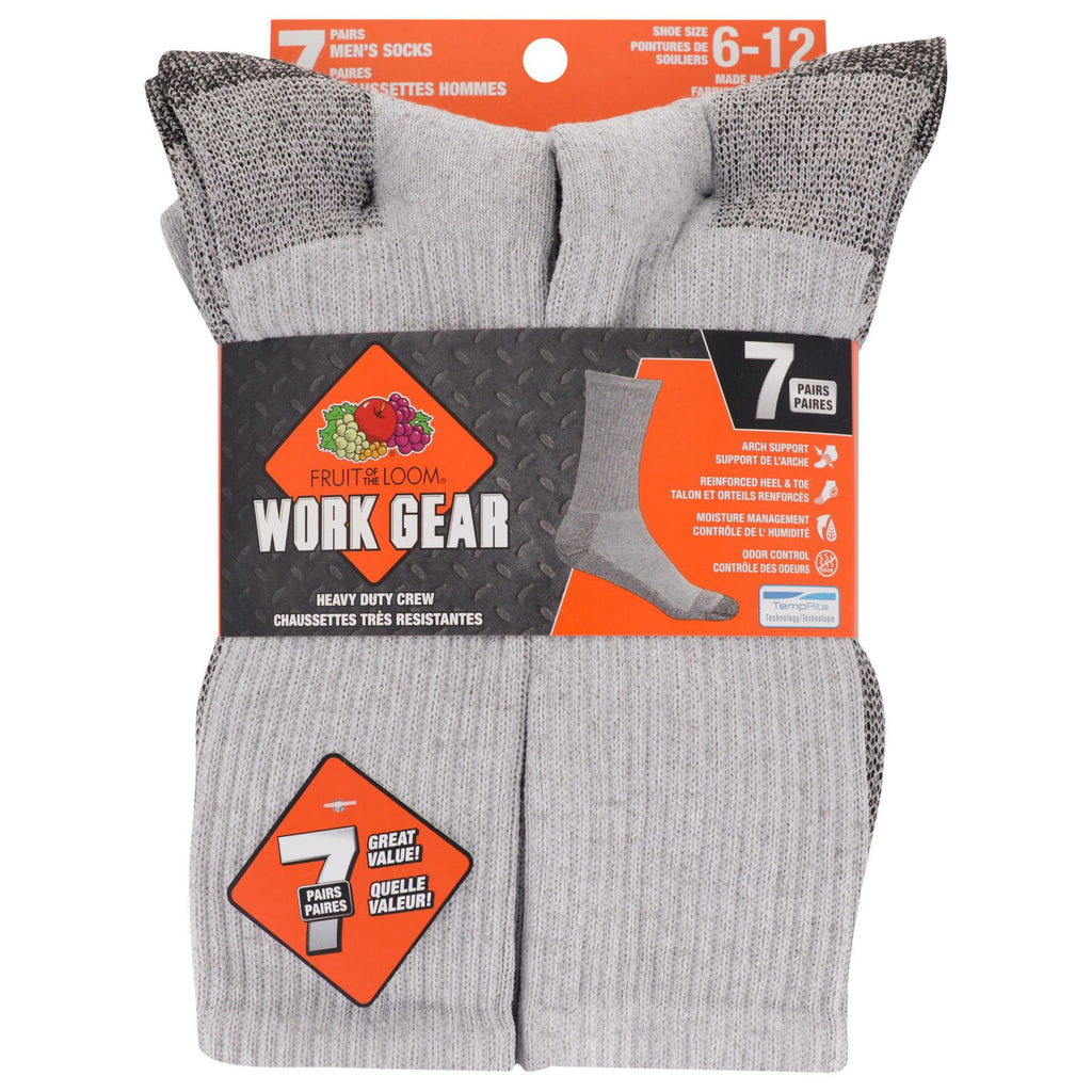 FRUIT OF THE LOOM Heavy Duty Crew Socks 7 Pair Pack – WORK N WEAR