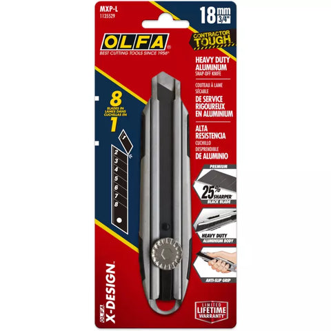 OLFA Couteau à cliquet avec manche en aluminium moulé sous pression 18 mm MXP-L