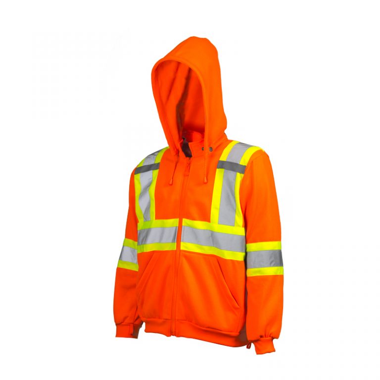 GROUND FORCE® Sweat à capuche haute visibilité pour circulation routière avec capuche amovible TH3