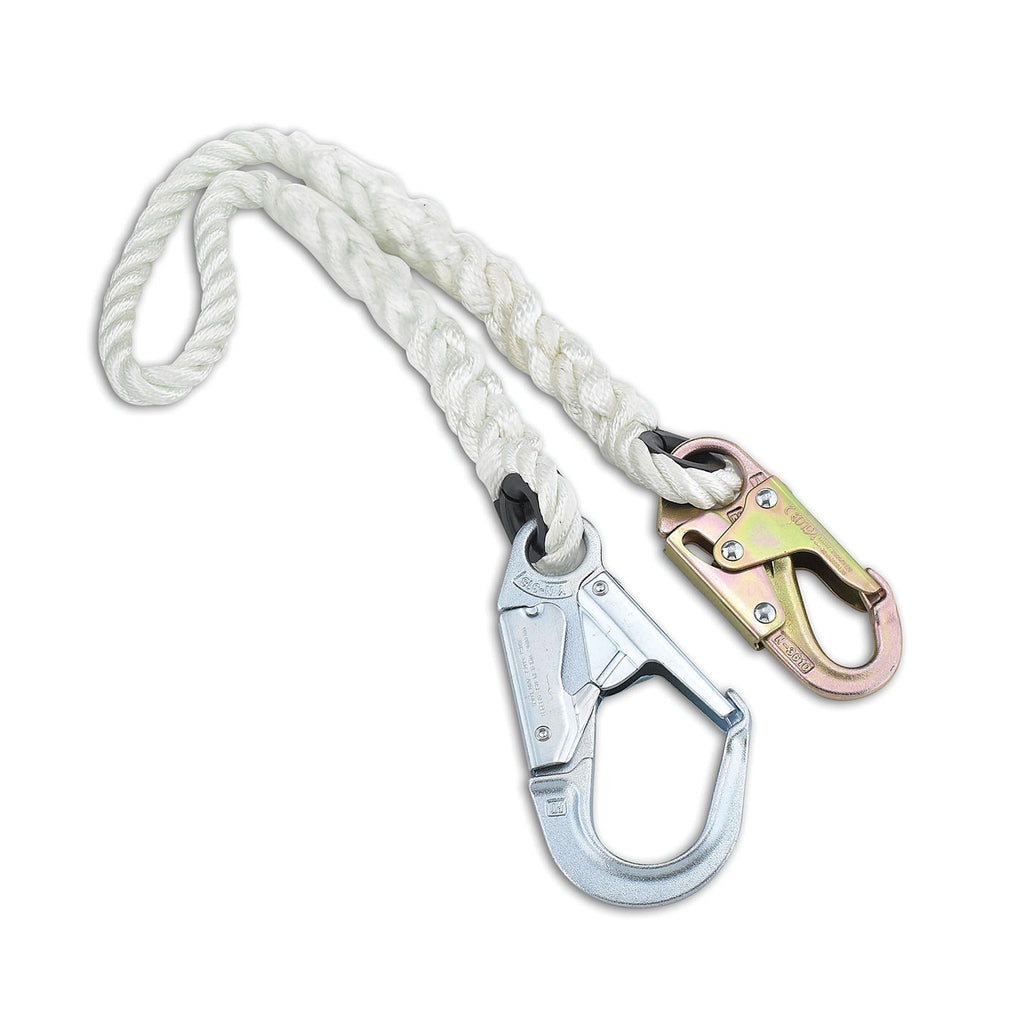 Longe de corde en nylon à 3 brins Dynamic™, mousqueton et crochet d'échafaudage - 5/8" - FP61114