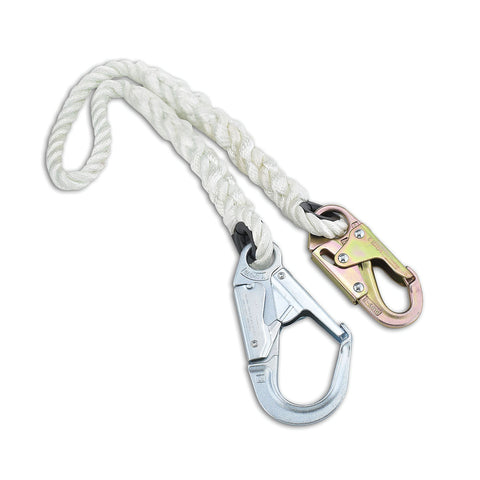 Longe de corde en nylon à 3 brins Dynamic™, mousqueton et crochet d'échafaudage - 5/8" - FP61114