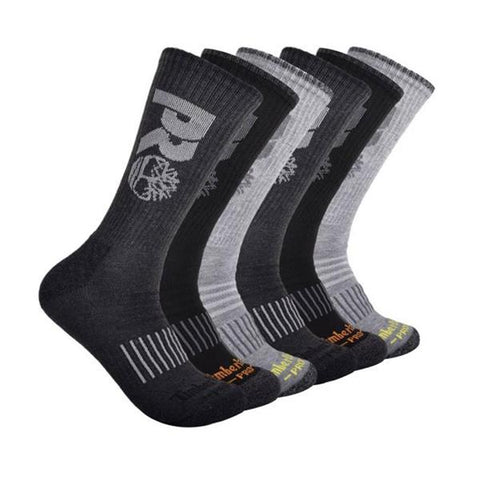 Timberland PRO Men's Tipped Logo 6-Pack Cushion Crew Sock