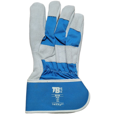 Leather Work Gloves (Blue Cuff)