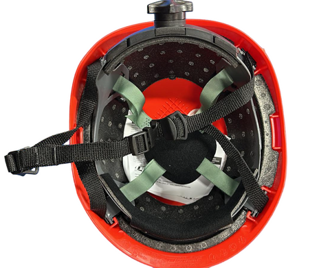 Dynamic Safety HP142R/15 Rocky Hard Hat – Nylon Suspension, Sure-Lock Ratchet, 4-Point Chin Strap, ANSI Type II, Polycarbonate/ABS, Red