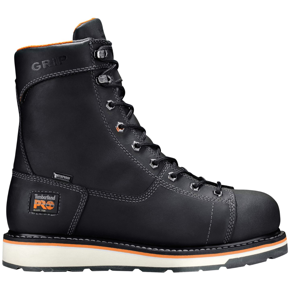 Bottes de travail en alliage Timberland PRO® pour hommes, noires, GRIDWORKS 8 po, avec embout en alliage, certifiées CSA