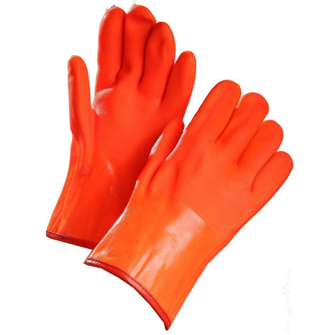 Chemical Resistant Gloves, Orange PVC Coated, 12" Gauntlet Cuff 014-02784