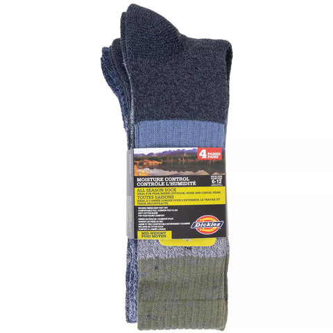 DICKIES Lot de 4 paires de chaussettes mi-lourdes toutes saisons avec contrôle de l'humidité