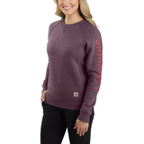 Carhartt Women's Relaxed Fit Midweight Crewneck Block Logo Sleeve Graphic Sweatshirt - 104410