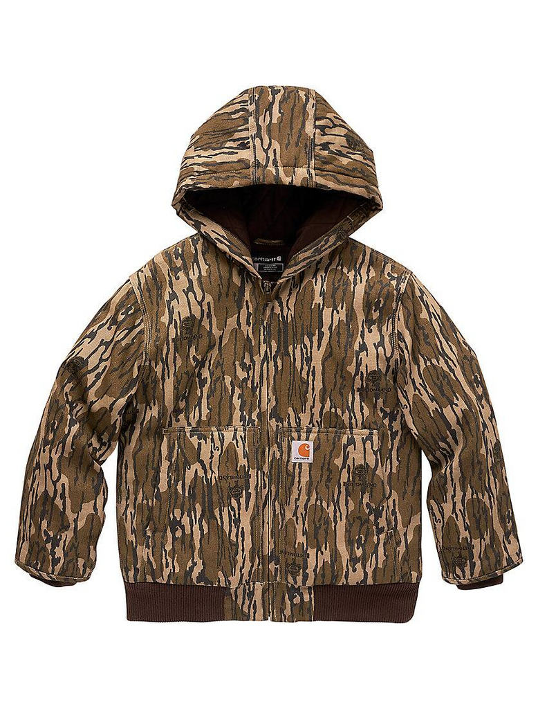 Cahartt Boys Zip Front Canvas Insulated Hooded Camo Active Jac CP85 WORK N WEAR