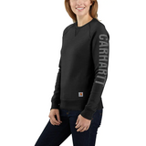 Carhartt Women's Relaxed Fit Midweight Crewneck Block Logo Sleeve Graphic Sweatshirt - 104410