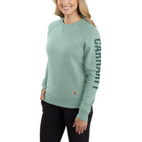 Carhartt Women's Relaxed Fit Midweight Crewneck Block Logo Sleeve Graphic Sweatshirt - 104410