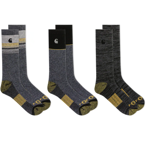 Carhartt Lot de 3 paires de chaussettes en laine mérinos Force® pour homme - CHMA0107C3