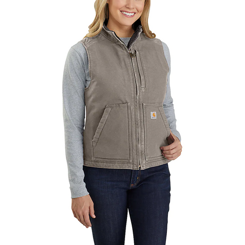 Carhartt Femme Délavé Duck Sherpa Doublé Mock Neck Vest - 104224