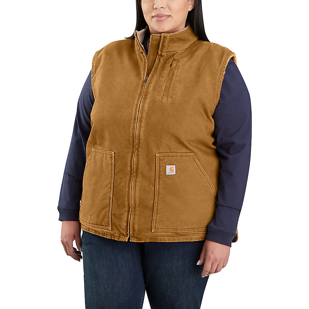 Carhartt Women's Relaxed Fit Washed Duck Sherpa Lined Mock Neck Vest - 104224