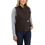 Carhartt Women's Relaxed Fit Washed Duck Sherpa Lined Mock Neck Vest - 104224